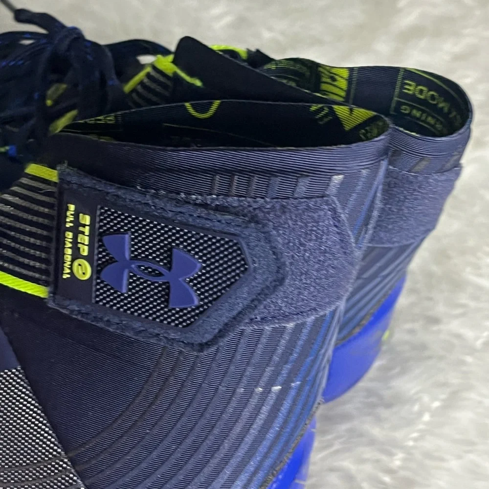 UNDER ARMOUR Highlight MC Flex Wrap Navy Blue Green Neon Football Cleats Mens 12